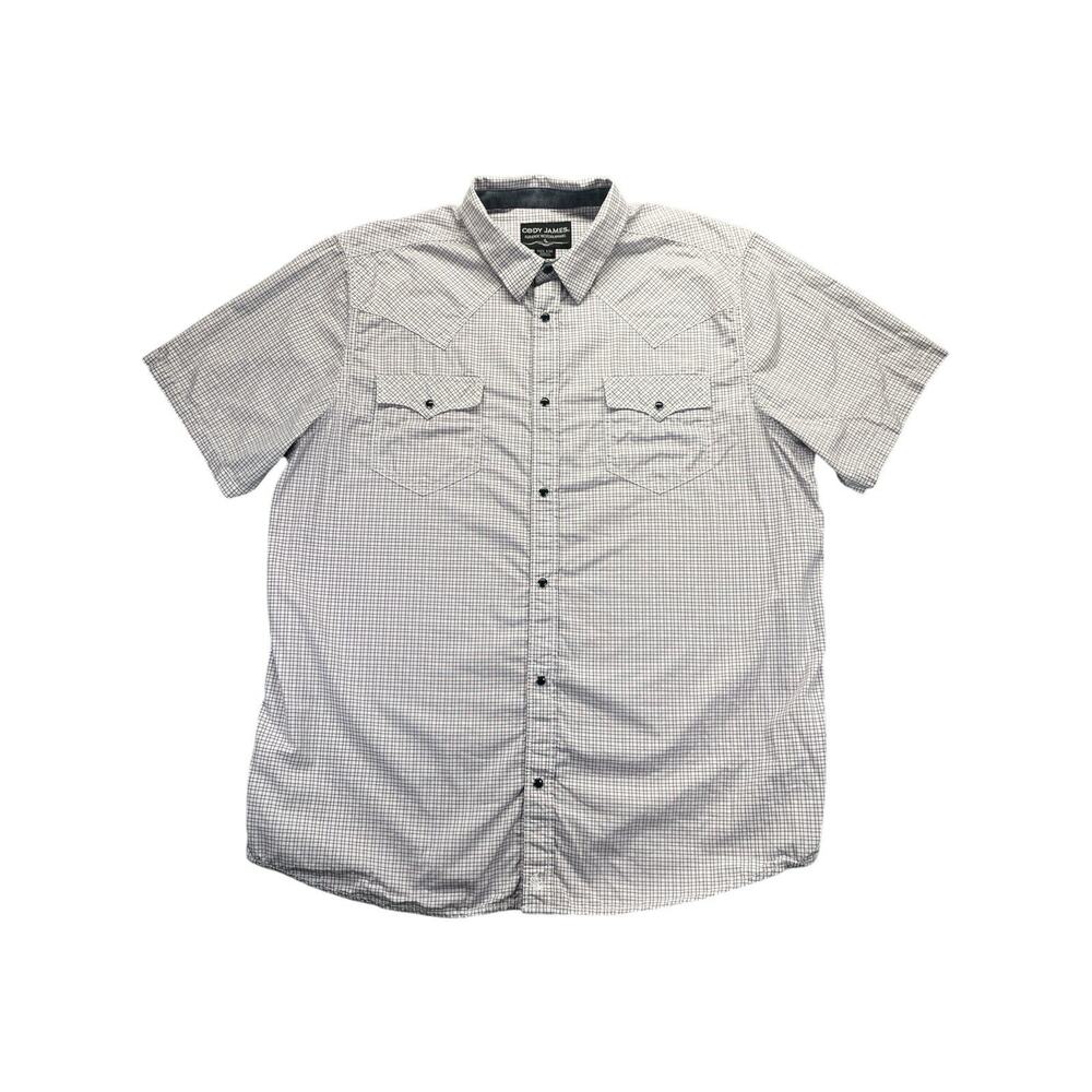 Cody James XXL Western Shirt Red Blue Check Short Sleeve Black Pearl Snap